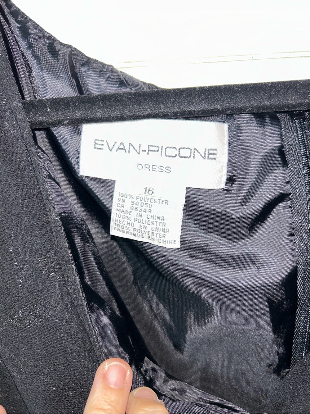 Evan Picone Black V-Neck Embellished Bodice Slip Dress - Picture 3 of 3